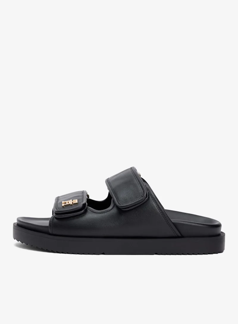 TOMMY HILFIGER Leather Monogram Double Strap Sandals